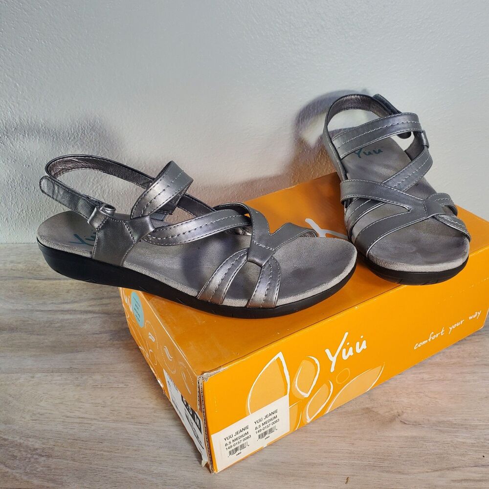 Yuu Jeanie Pewter Women's Casual Summer Strap Shoe 8.5